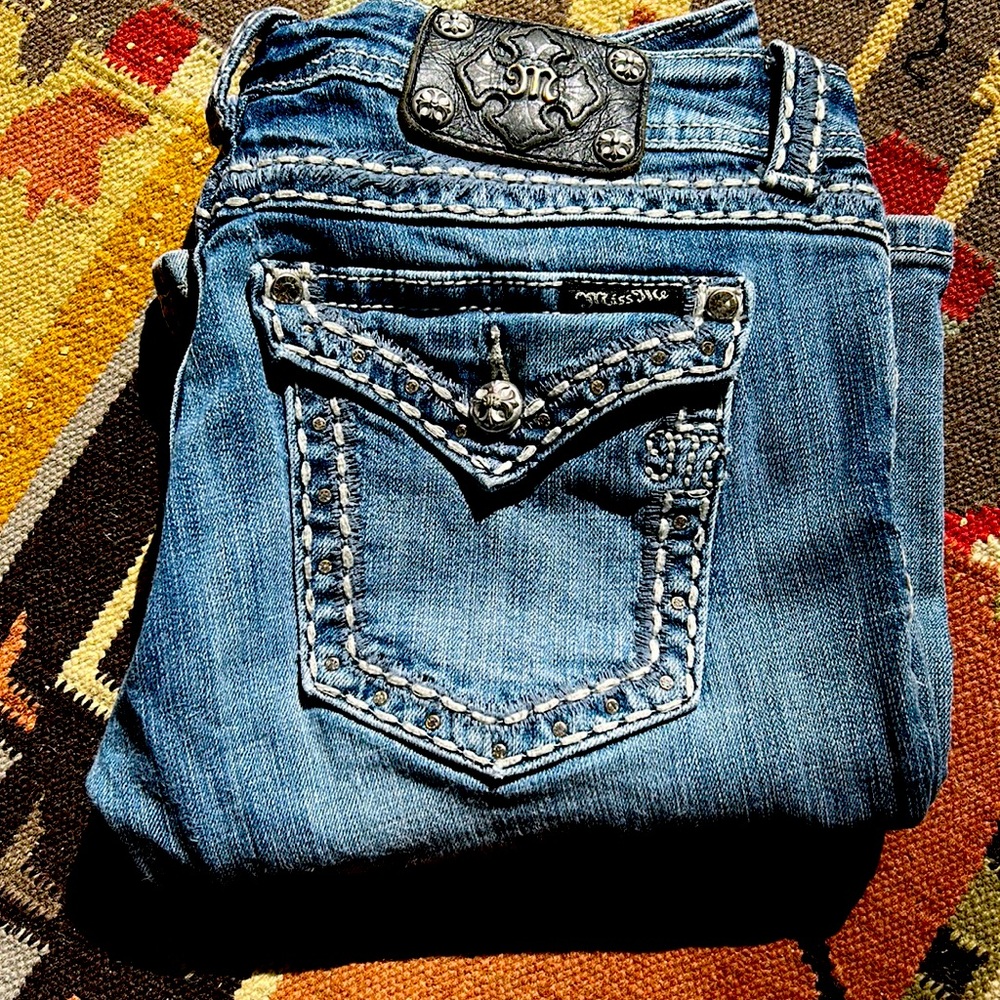 Miss Me jeans size 31 boot cut. Rhinestones
